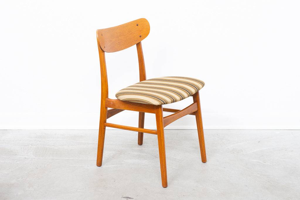 Six available: 1960s teak + oak dining chairs