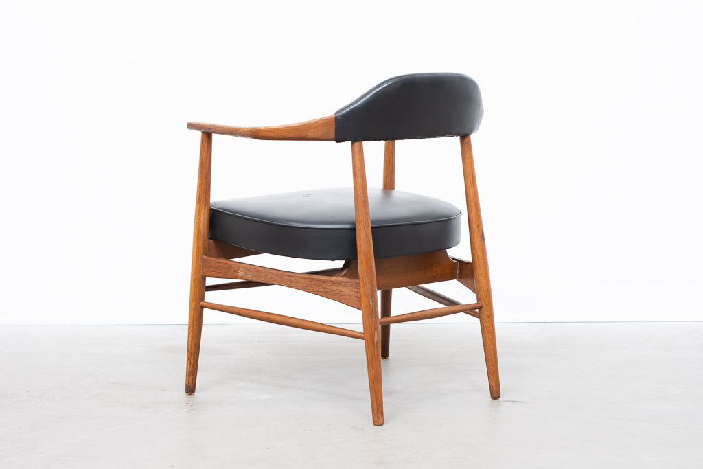 1950s oak + vinyl armchair