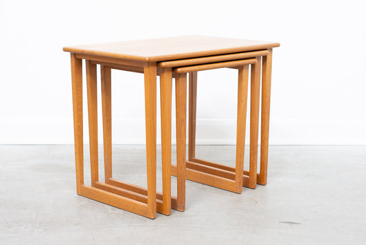 Oak nest of three tables