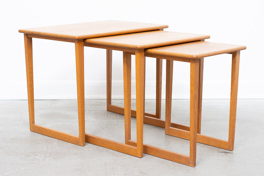 Oak nest of three tables