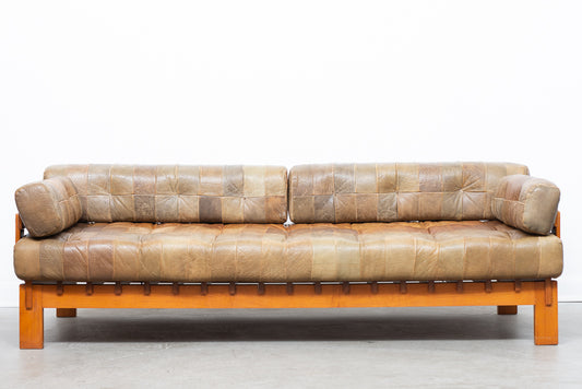 Beech + patchwork leather daybed