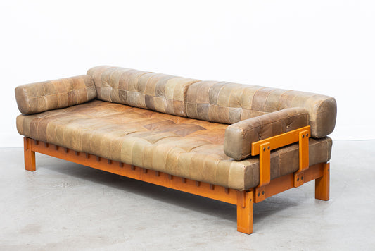 Beech + patchwork leather daybed