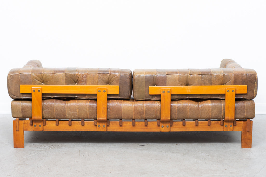 Beech + patchwork leather daybed