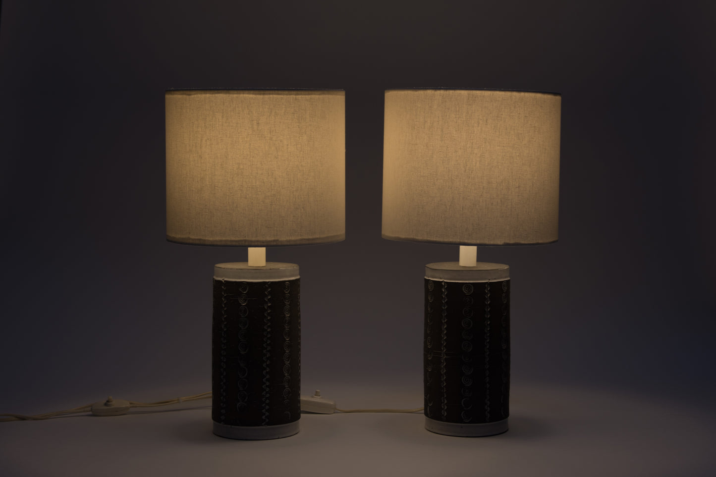 Two available: Vintage Swedish stoneware table lamps