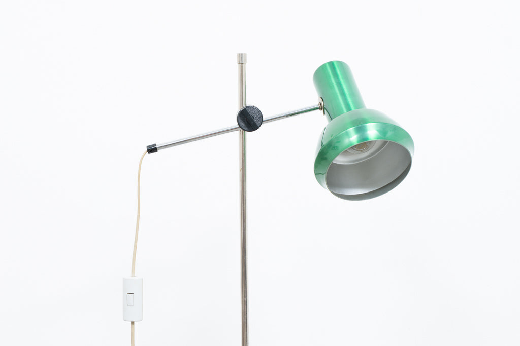 Vintage floor lamp with metallic green shade