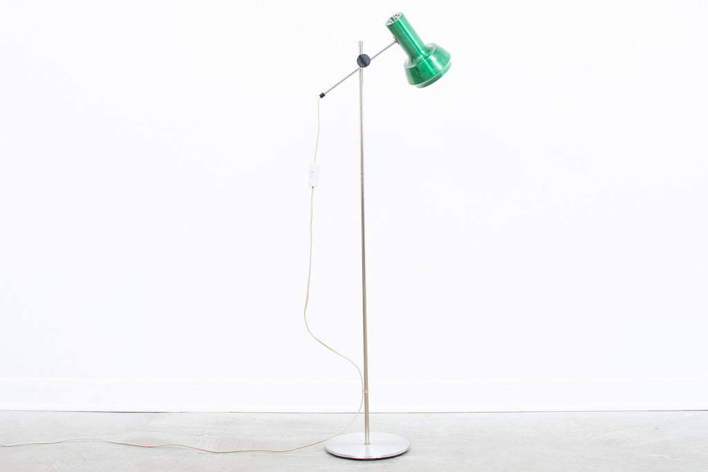 Vintage floor lamp with metallic green shade