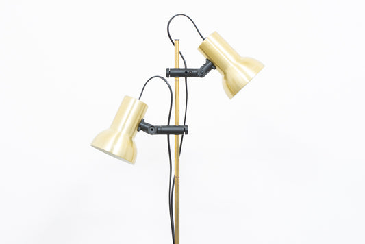 1970s twin-headed brass floor lamp