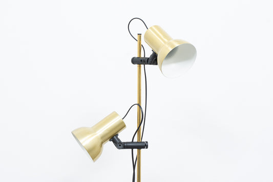 1970s twin-headed brass floor lamp