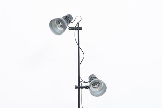 Twin-headed floor lamp with black shades