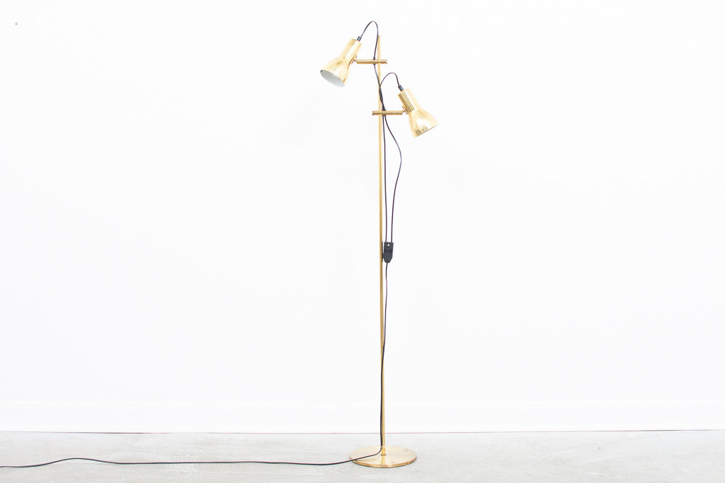 1960s twin-headed brass floor lamp