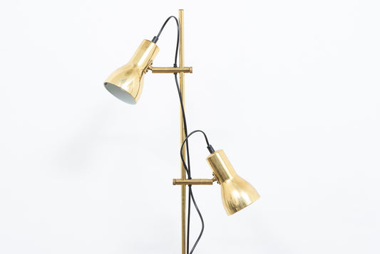 1960s twin-headed brass floor lamp