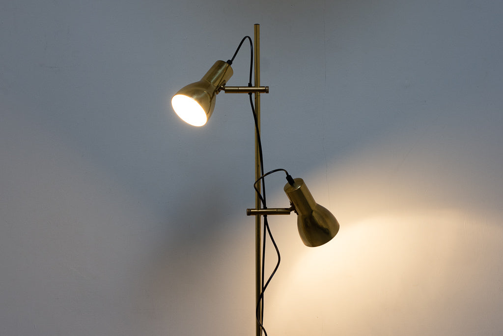 1960s twin-headed brass floor lamp