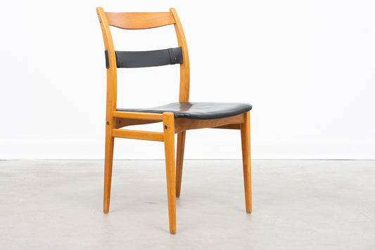 Leather + beech dining chairs by Yngve Ekström