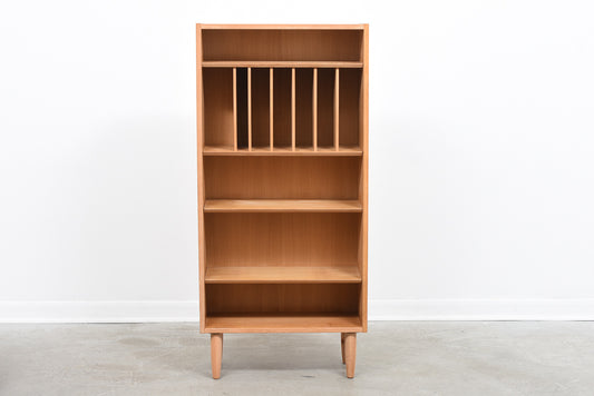 Tall + narrow 1970s oak storage cabinet