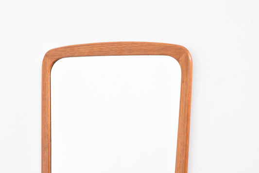 Oblong teak-framed mirror