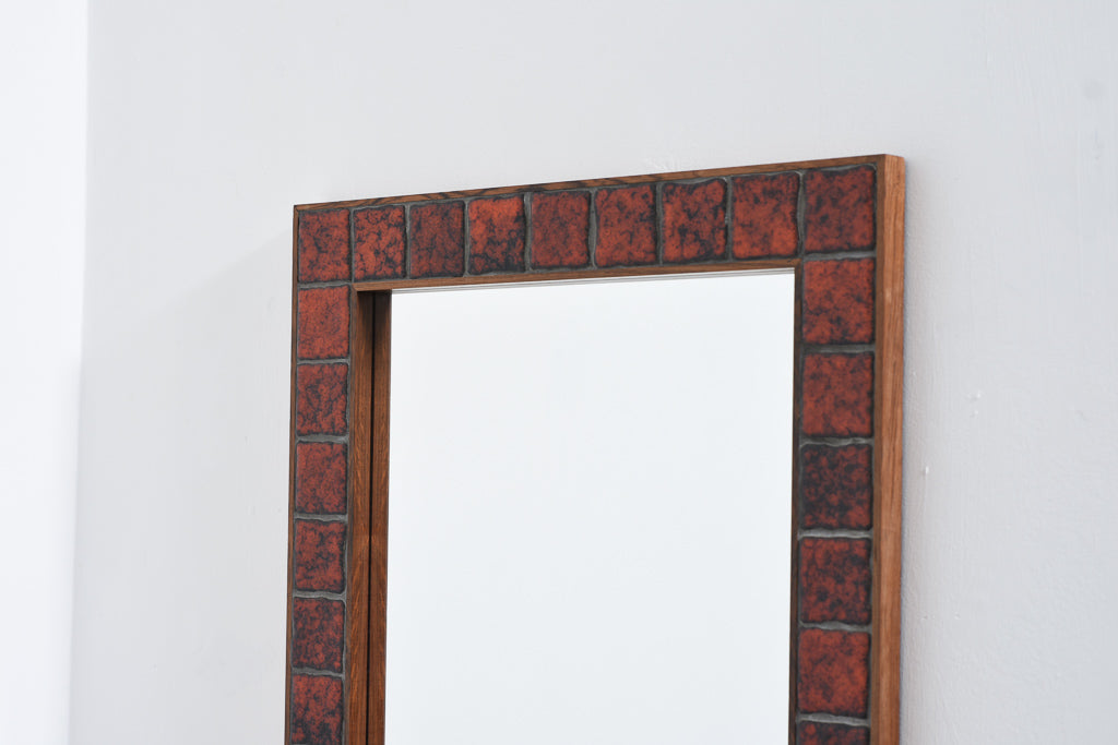 1970s teak + tile mirror
