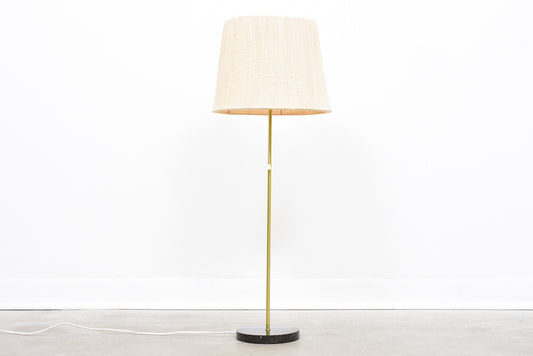 Floor lamp with brass stem + linen shade