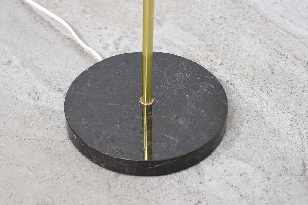 Floor lamp with brass stem + linen shade