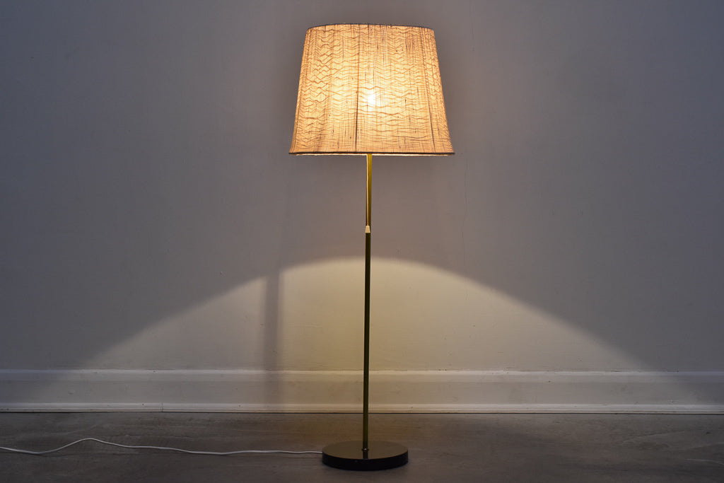 Floor lamp with brass stem + linen shade