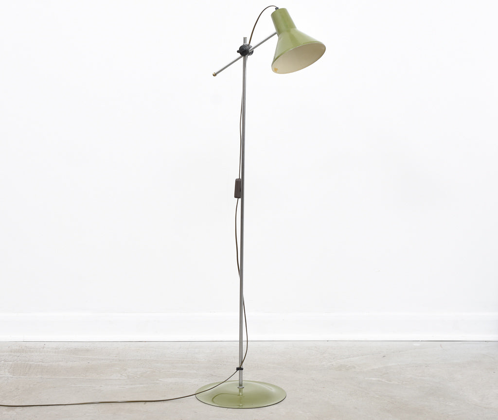 1960s Danish floor lamp with army green finish