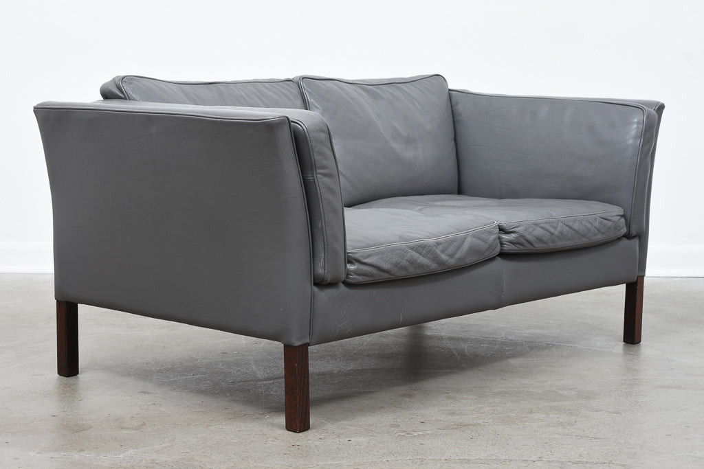 Grey leather two seater by Stouby