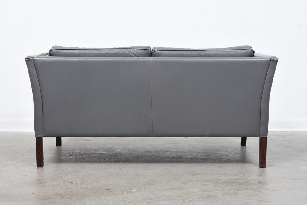 Grey leather two seater by Stouby