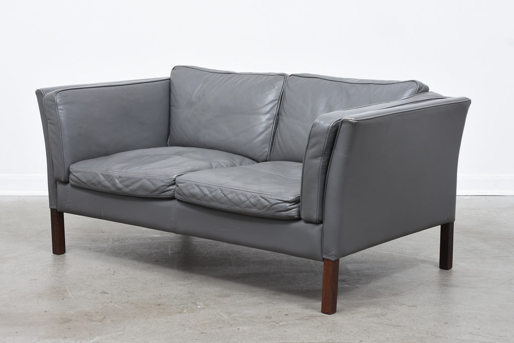 Grey leather two seater by Stouby