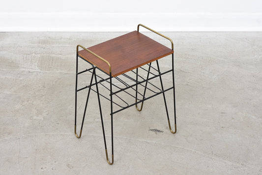 1950s teak + wire magazine table