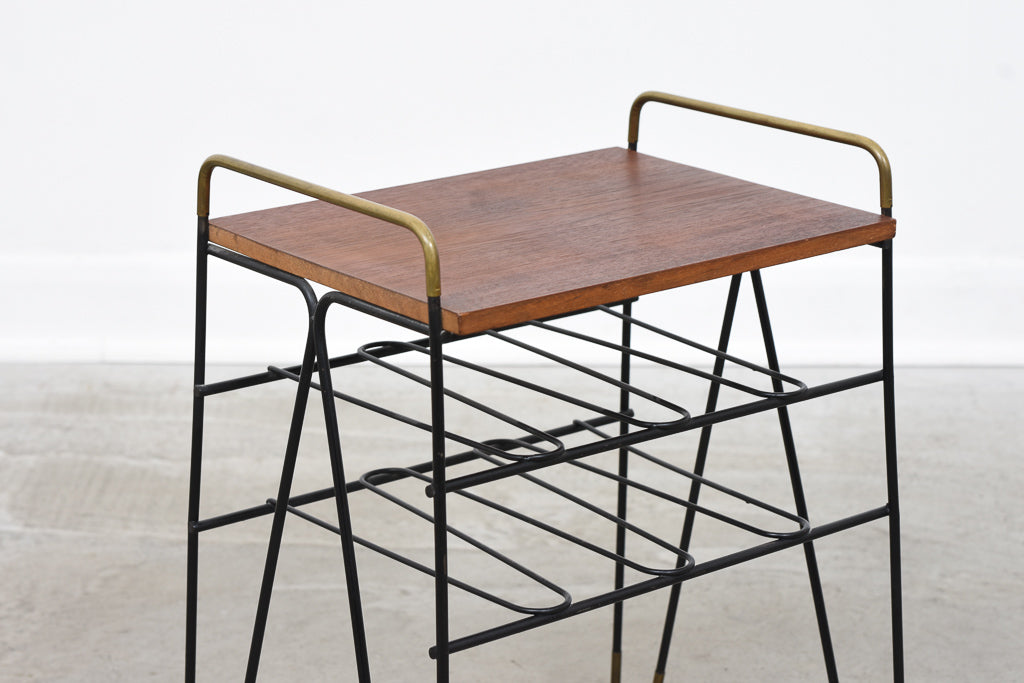 1950s teak + wire magazine table