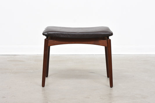 1960s foot stool with leather upholstery