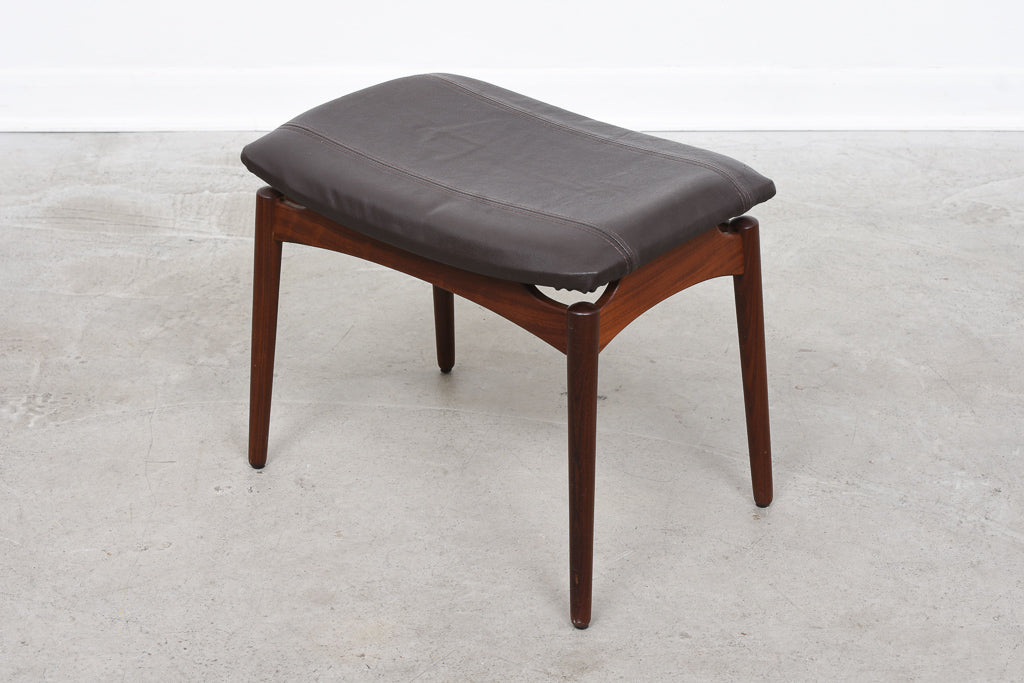 1960s foot stool with leather upholstery