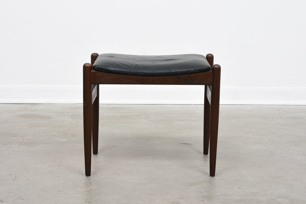 Danish foot stool with leather upholstery