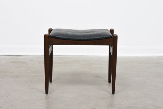 Danish foot stool with leather upholstery