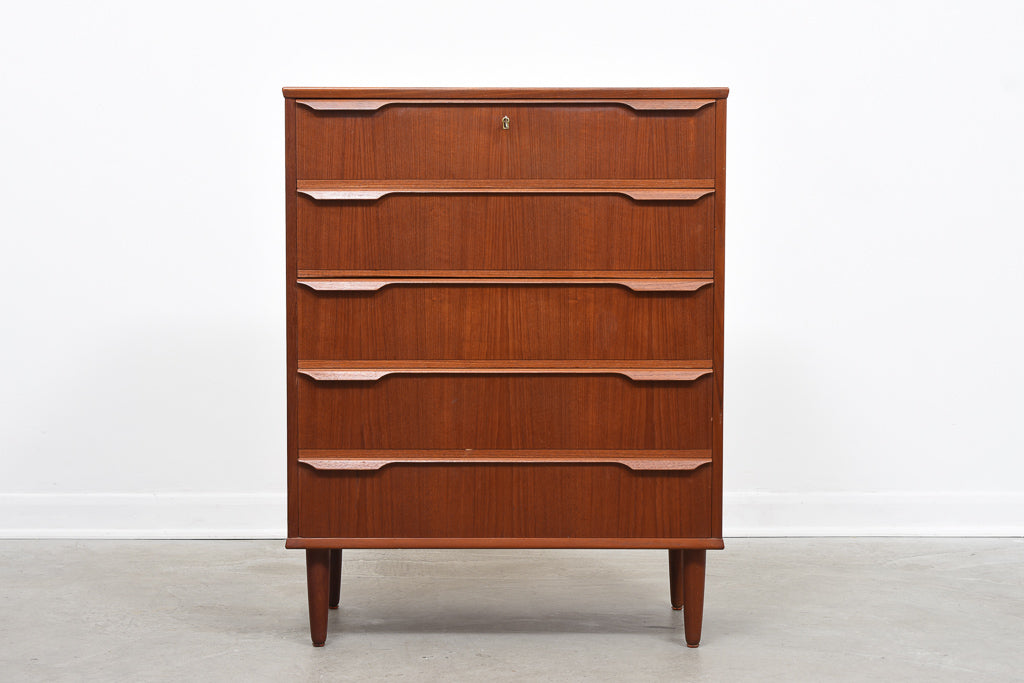 1960s teak chest of five drawers