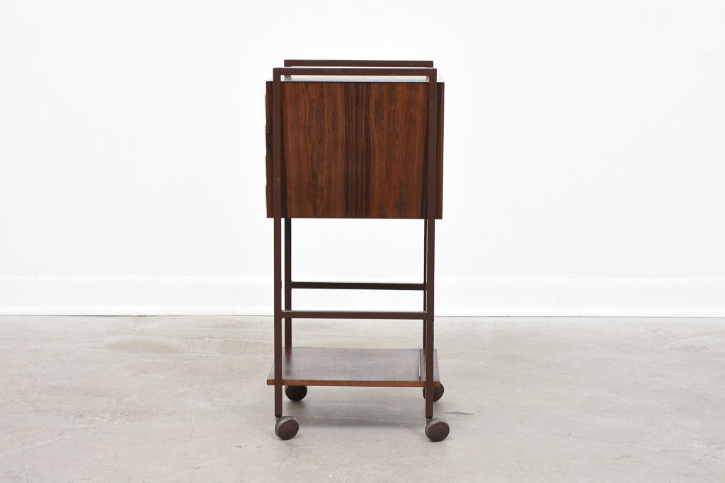 1970s rosewood filing trolley
