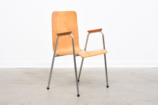 Eight in stock: Vintage Swedish teak + beech stacking chairs