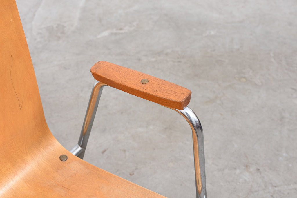 Eight in stock: Vintage Swedish teak + beech stacking chairs