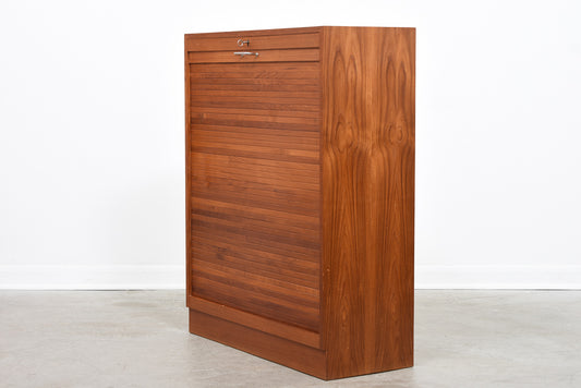 Teak storage unit with tambour door