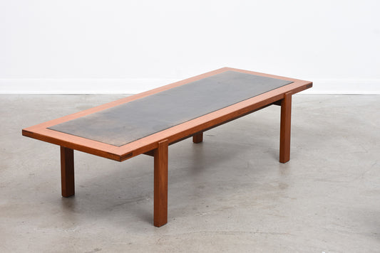 1960s teak + leather coffee table