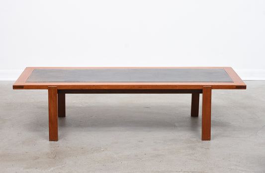 1960s teak + leather coffee table