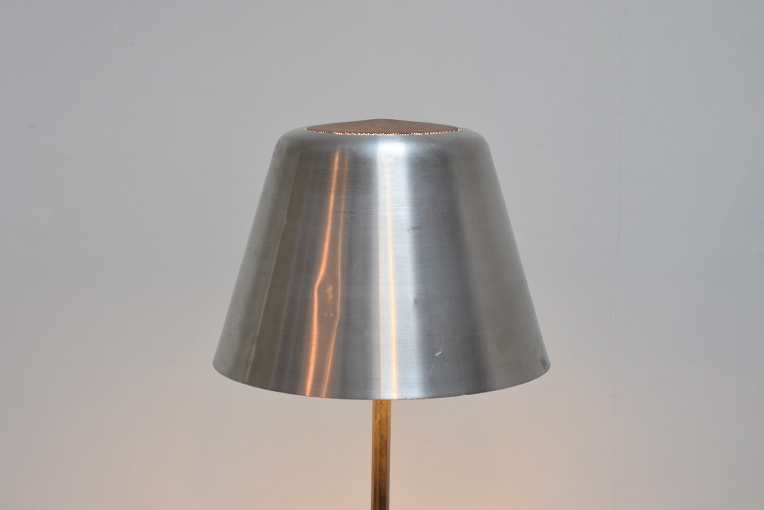 Spun aluminium floor lamp with perforated diffuser