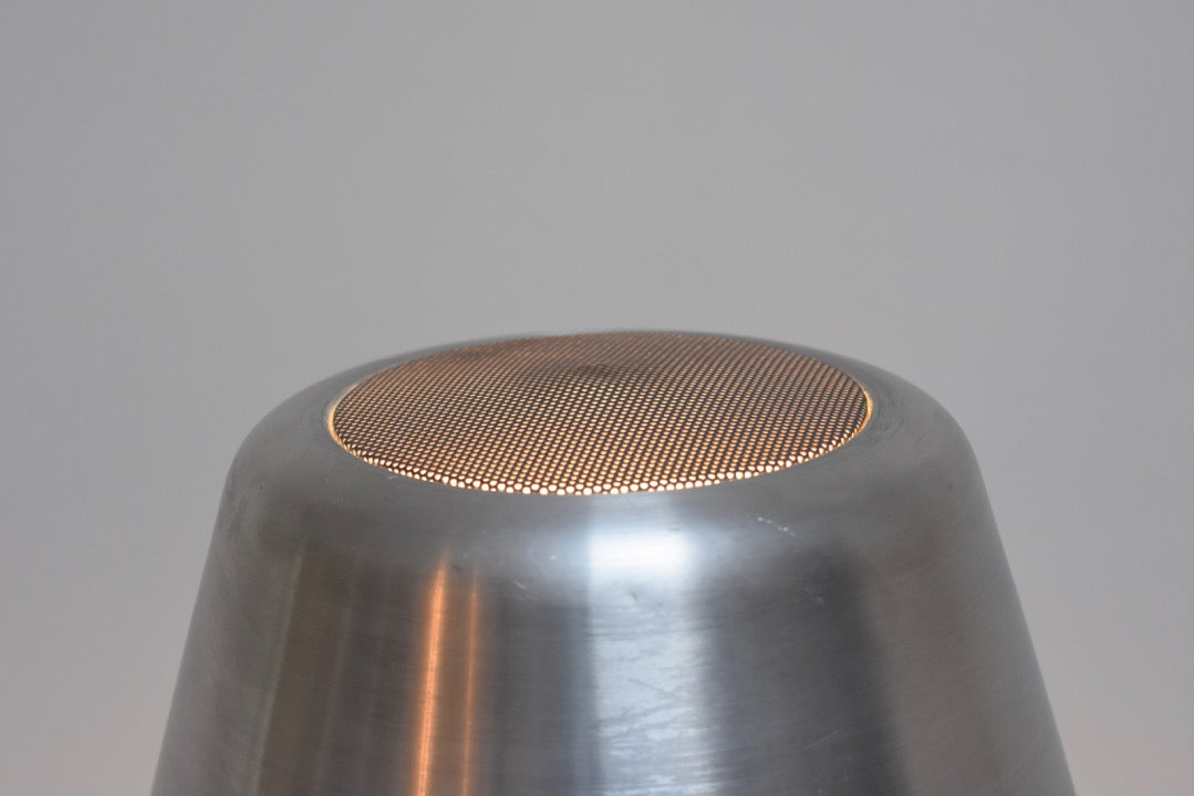 Spun aluminium floor lamp with perforated diffuser