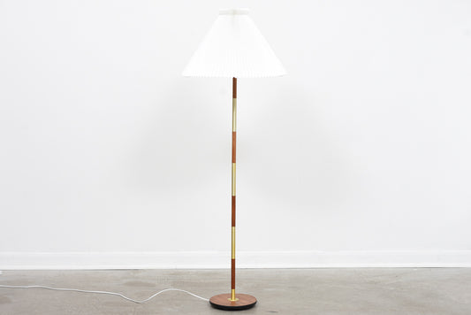 1960s brass + teak floor lamp