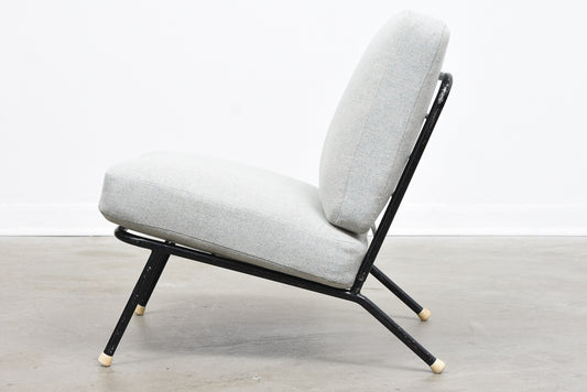 1960s metal lounge chair with new wool covers