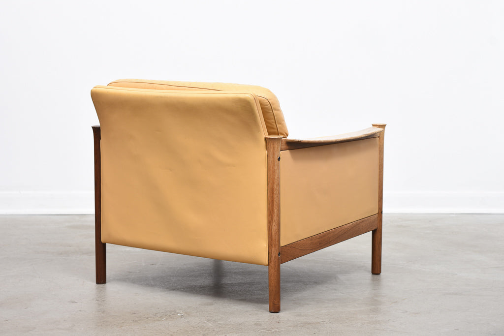 1960s leather + rosewood lounger by Torbjørn Afdal