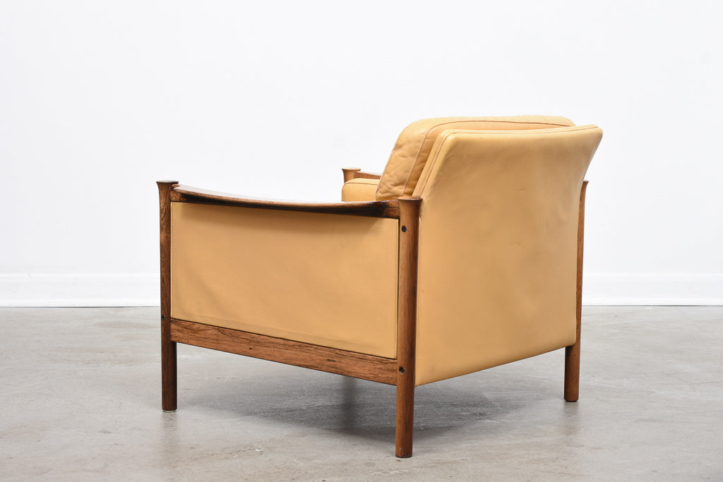 1960s leather + rosewood lounger by Torbjørn Afdal