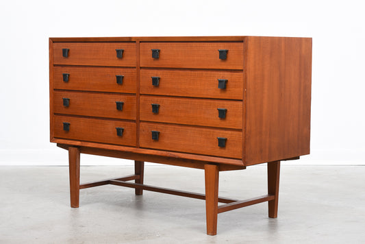 Low chest of eight drawers in teak