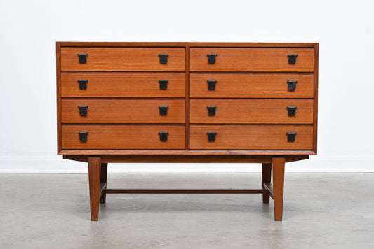 Low chest of eight drawers in teak