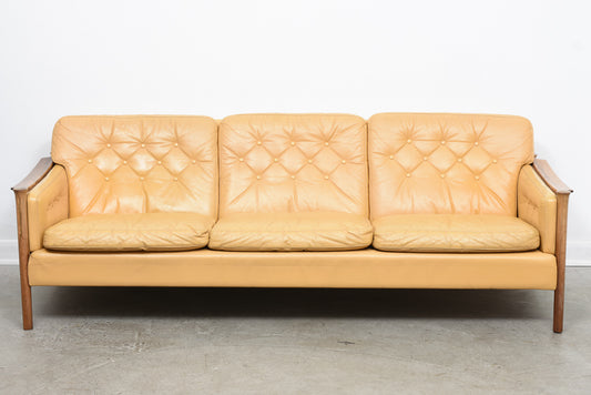 1960s three seat leather sofa by Torbjørn Afdal