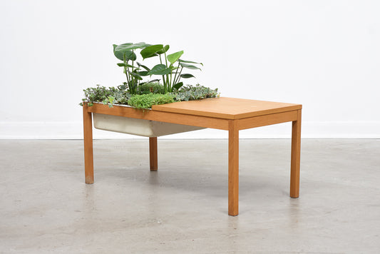 1970s oak table with planter